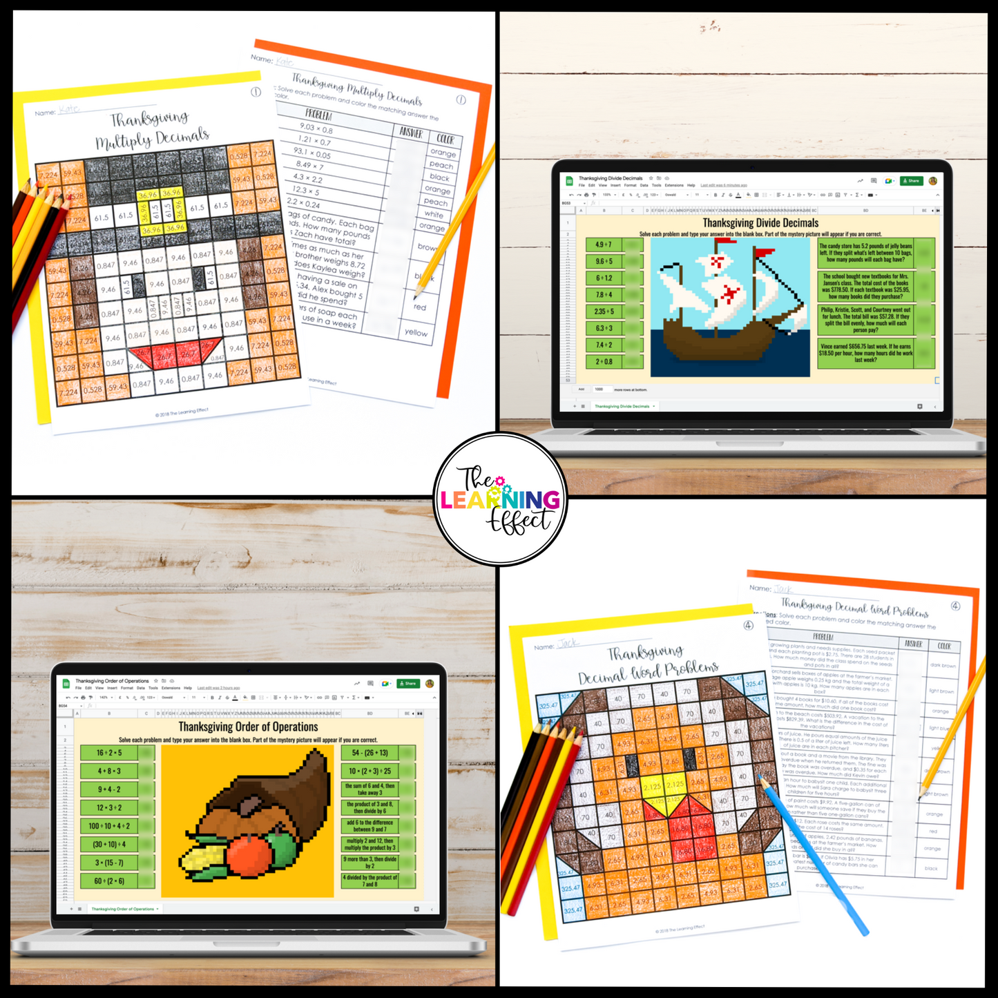 Holiday Math Color by Number and Pixel Art BUNDLE | Print and Digital Activities