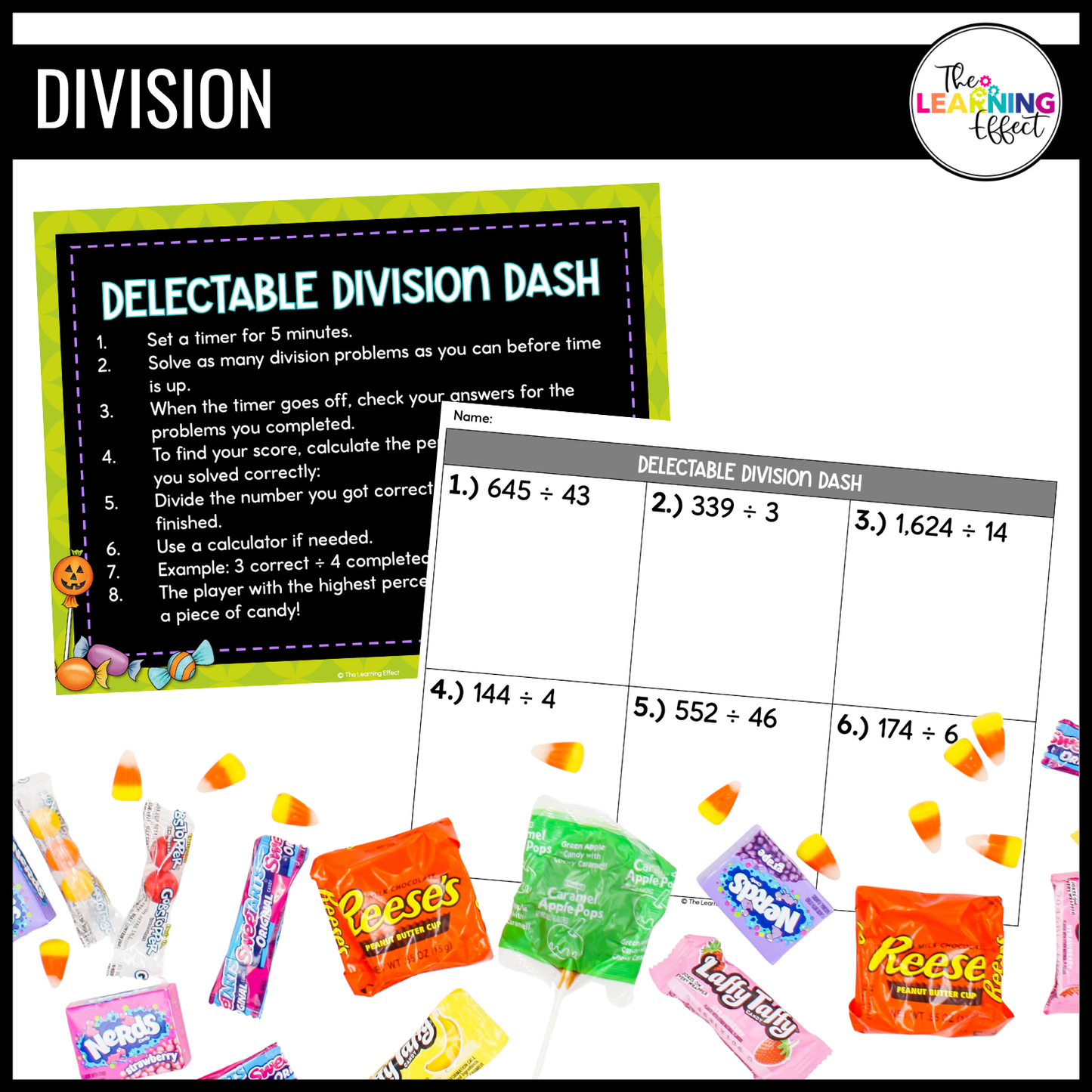 Halloween Math Centers Activities Games 5th Grade | Decimals, Division