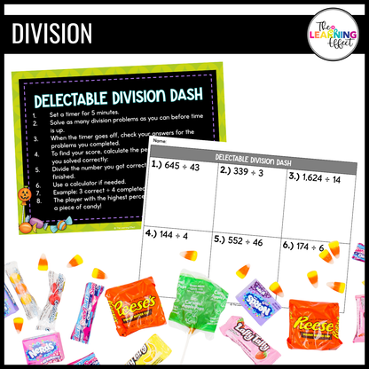 Halloween Math Centers Activities Games 5th Grade | Decimals, Division