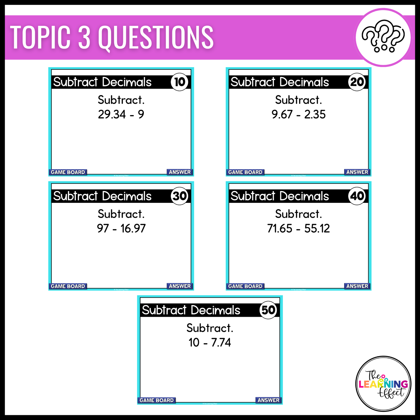 Adding and Subtracting Decimals Game Show | 5th Grade Math Test Prep Activity