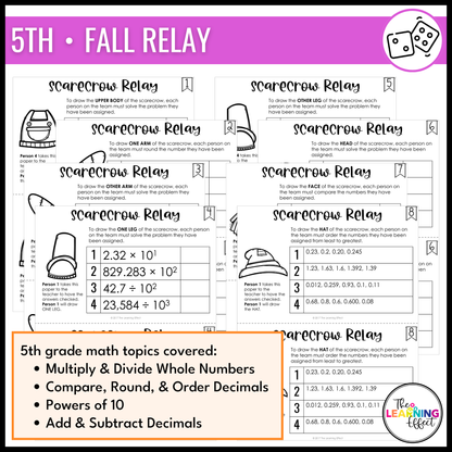 Math Review Relay Games BUNDLE for 4th and 5th Grades | No Prep Whole Class Activities