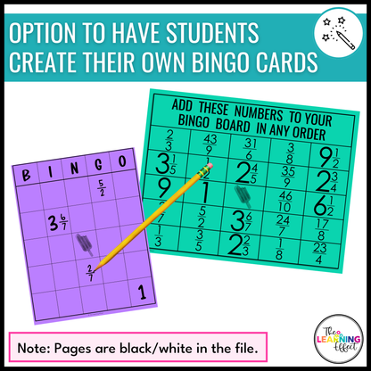Mixed Numbers, Improper Fractions, and Simplifying Fractions Bingo Game | Math Review Activity