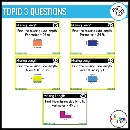 Area and Perimeter Game Show | 4th Grade Math Review Test Prep Activity
