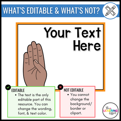 Hand Signals Editable Posters | Classroom and Behavior Management Signs