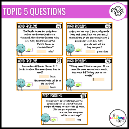 5th Grade Math Spiral Review #1 Google Slides | Digital Task Cards Test Prep Activity