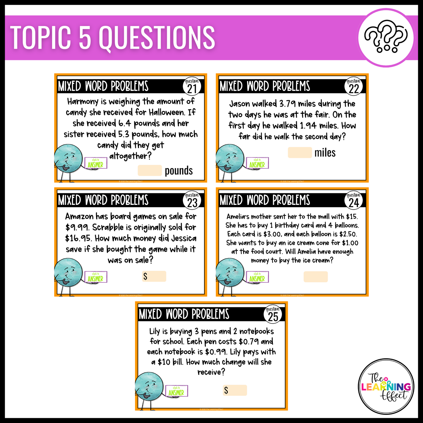 Adding and Subtracting Decimals Google Slides | 5th Grade Math Digital Task Cards