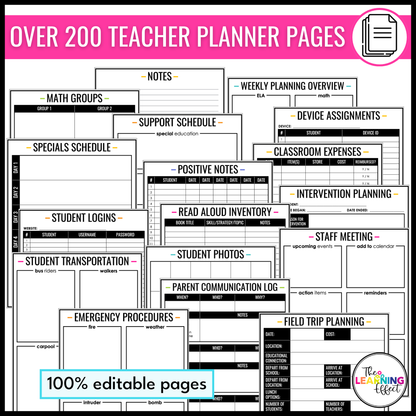 Editable Teacher Lesson Planner Binder 2026 Printable and Digital BUNDLE