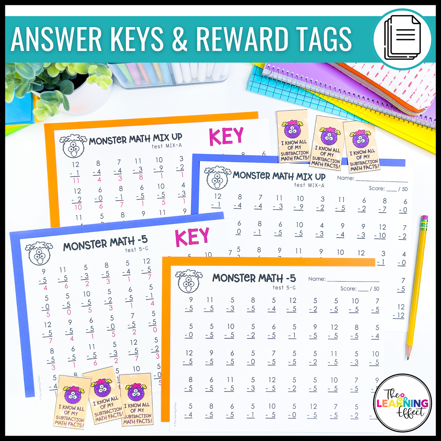 Subtraction Timed Tests | Math Fact Fluency Practice Worksheets and Tracker