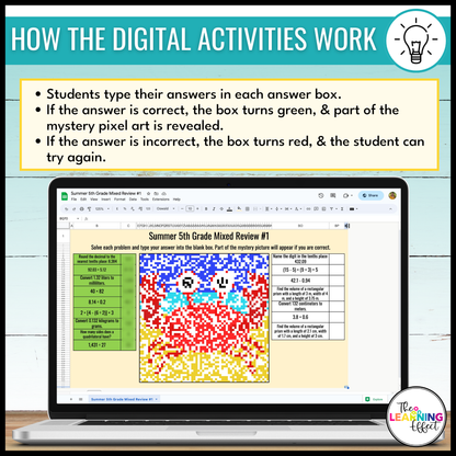 End of Year Math Review Activities Color by Number and Pixel Art BUNDLE