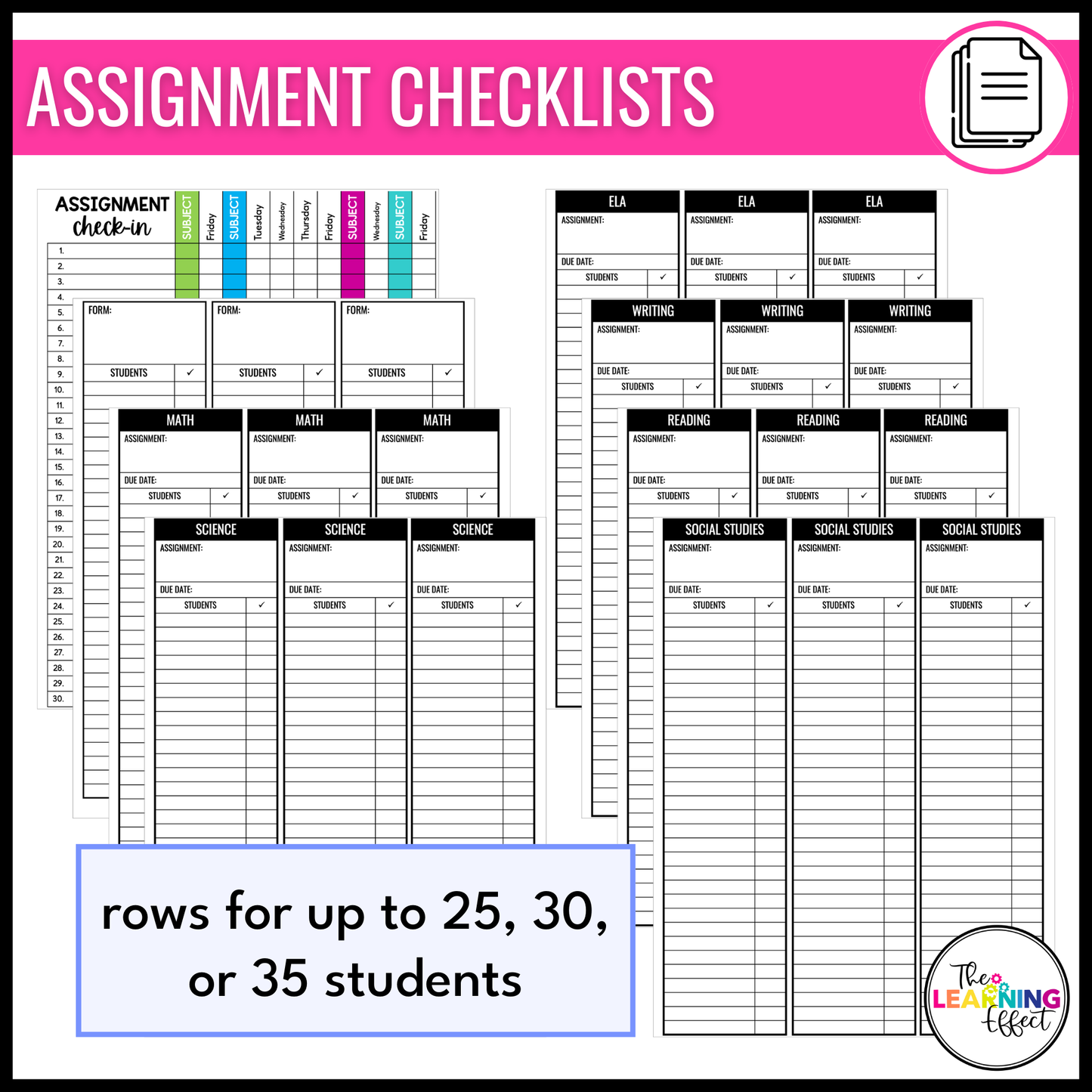 Editable Class Lists | Attendance Sheets | Gradebook | Checklist Templates