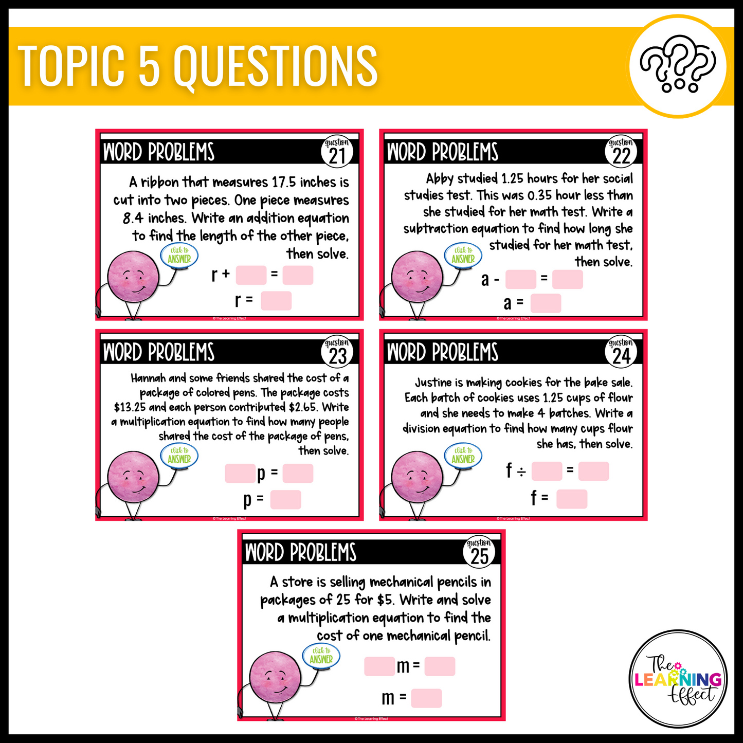 One Step Equations Google Slides | 6th Grade Math Digital Task Cards Activity