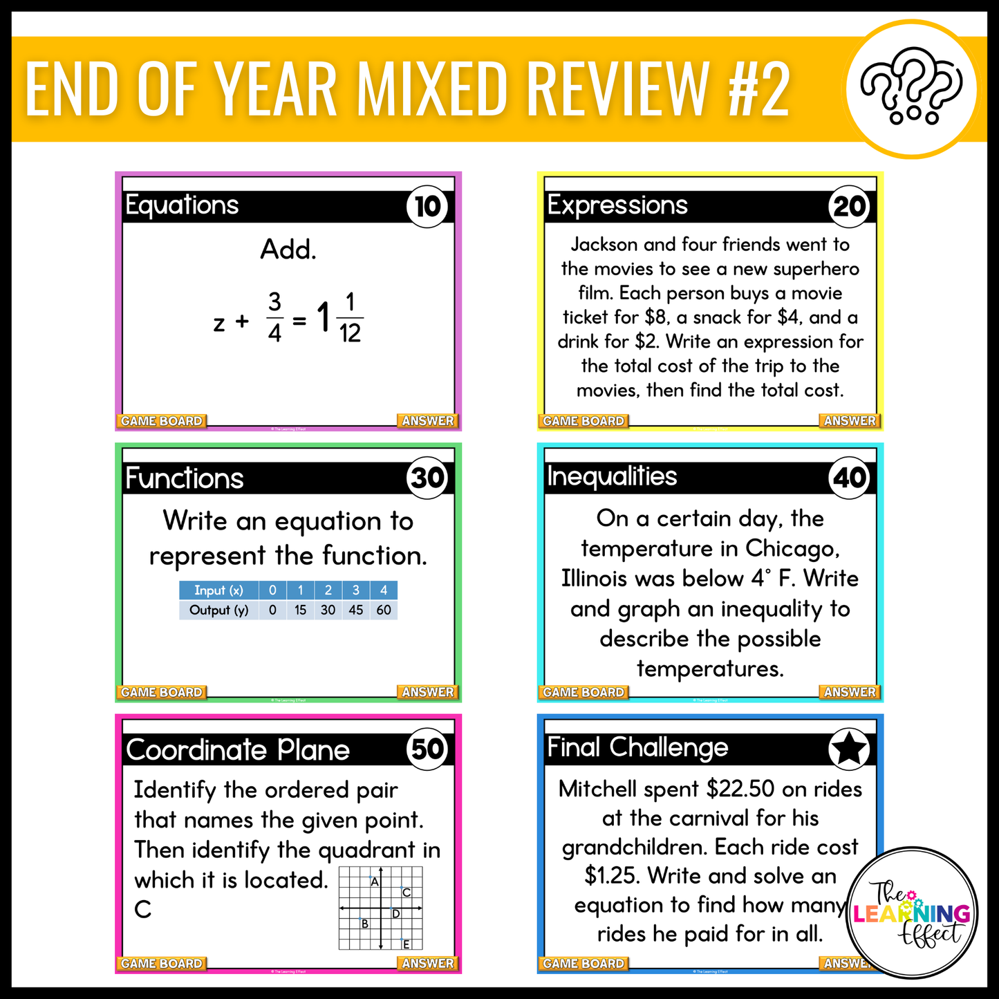 6th Grade Math Spiral Review #1-3 Game Shows BUNDLE | End of Year Test Prep Activities
