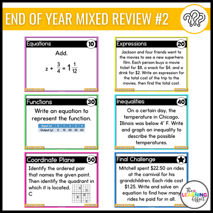 6th Grade Math Spiral Review #1-3 Game Shows BUNDLE | End of Year Test Prep Activities