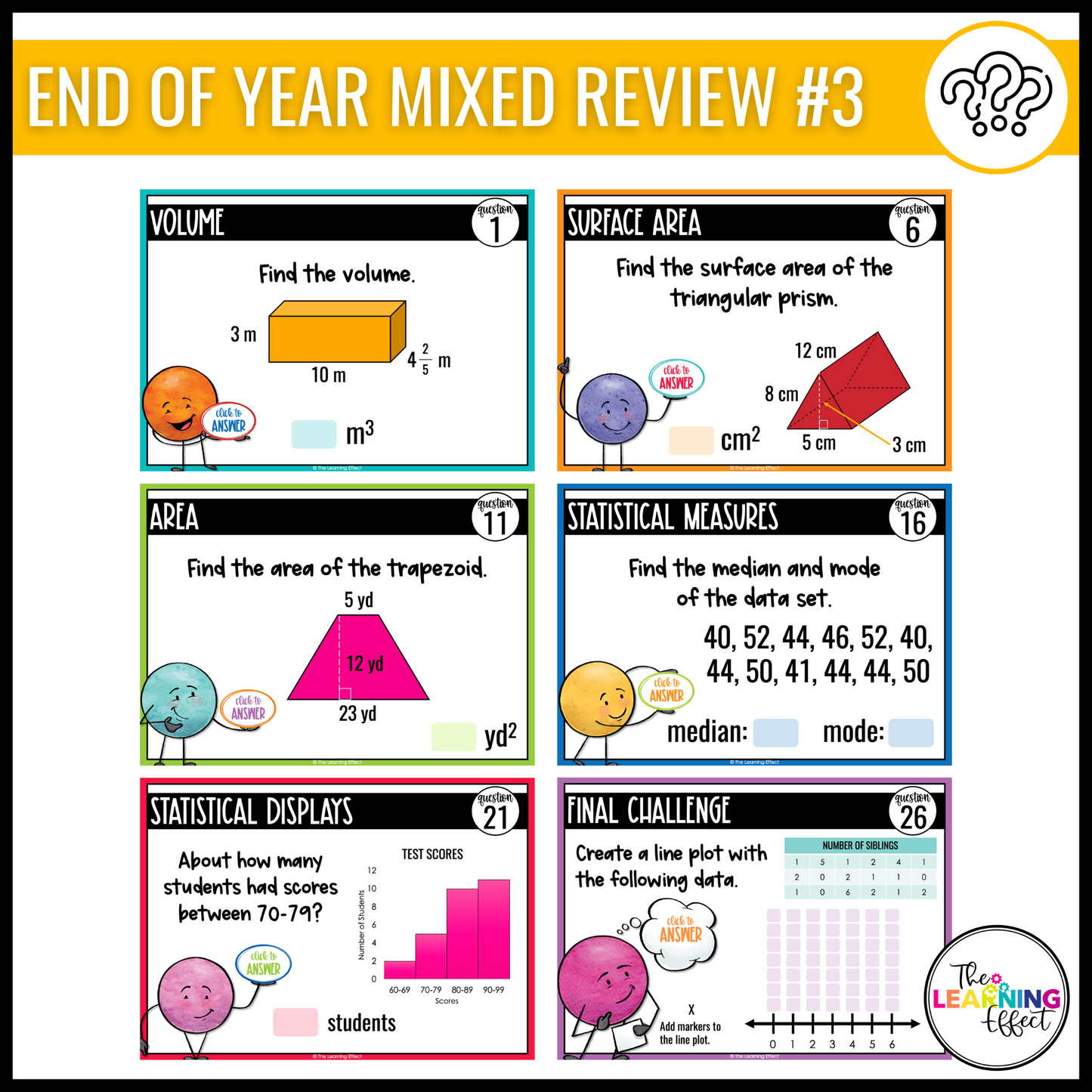 6th Grade Math Spiral Review #1-3 Google Slides BUNDLE | Digital Task Cards Activities