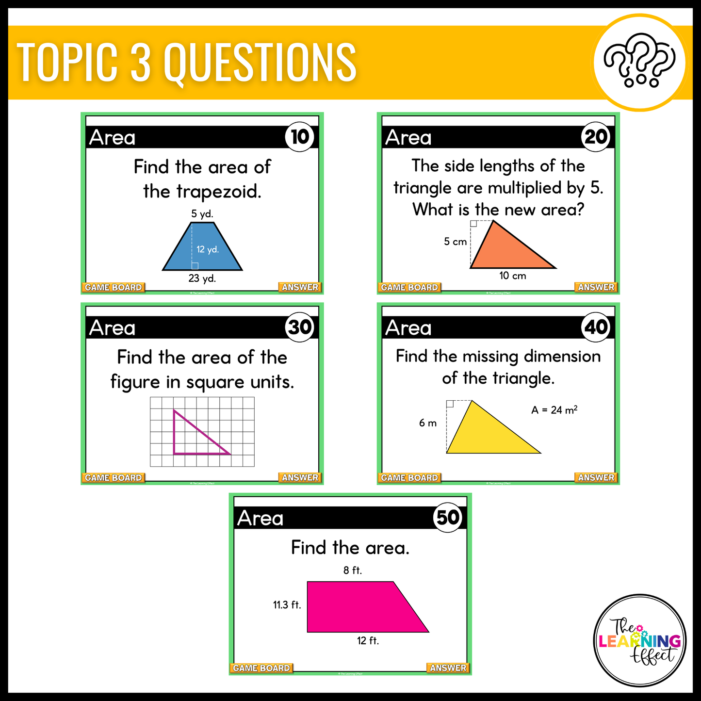 6th Grade Math Spiral Review #3 Game Show | End of Year Test Prep Activity