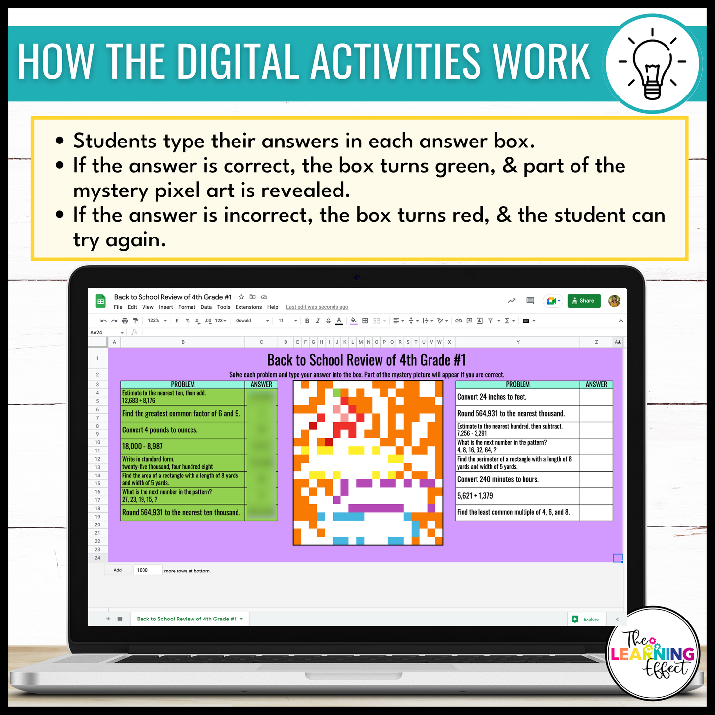 Back to School Math Activities Color by Number and Pixel Art BUNDLE