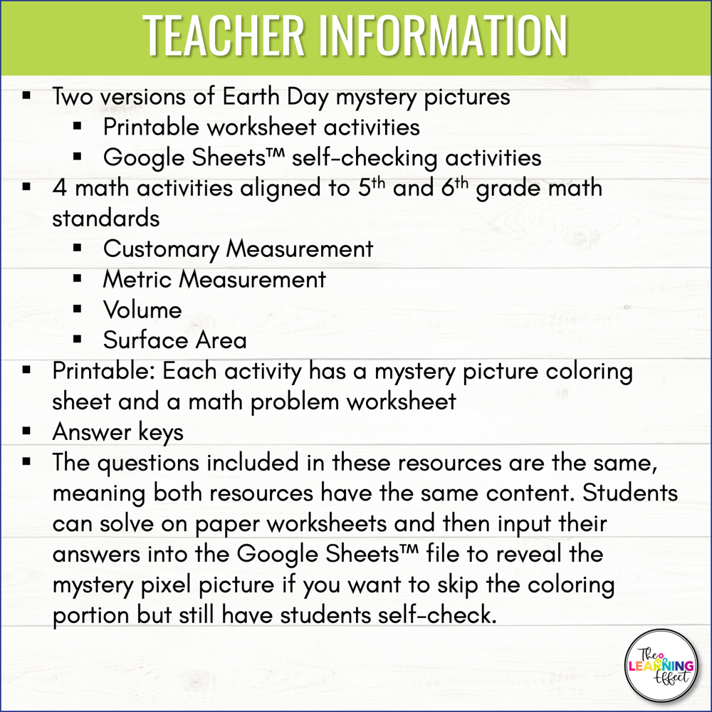 Earth Day Math Activities Color by Number and Pixel Art BUNDLE