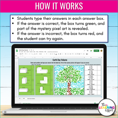 Earth Day Math Activities Digital Pixel Art | Measurement, Volume, Surface Area