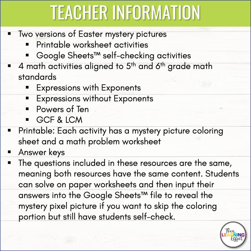 Easter Math Activities Color by Number and Pixel Art BUNDLE