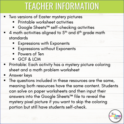 Easter Math Activities Color by Number and Pixel Art BUNDLE