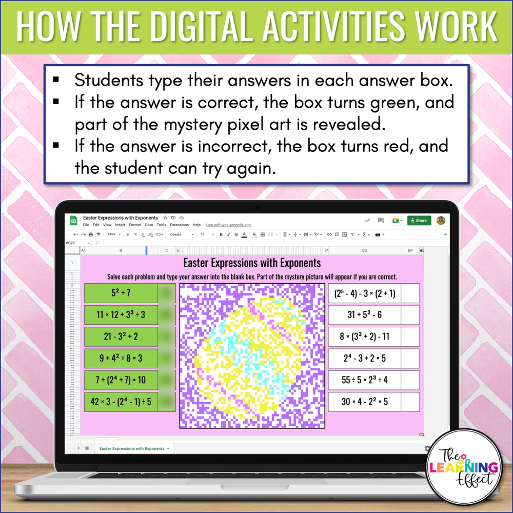 Easter Math Activities Color by Number and Pixel Art BUNDLE