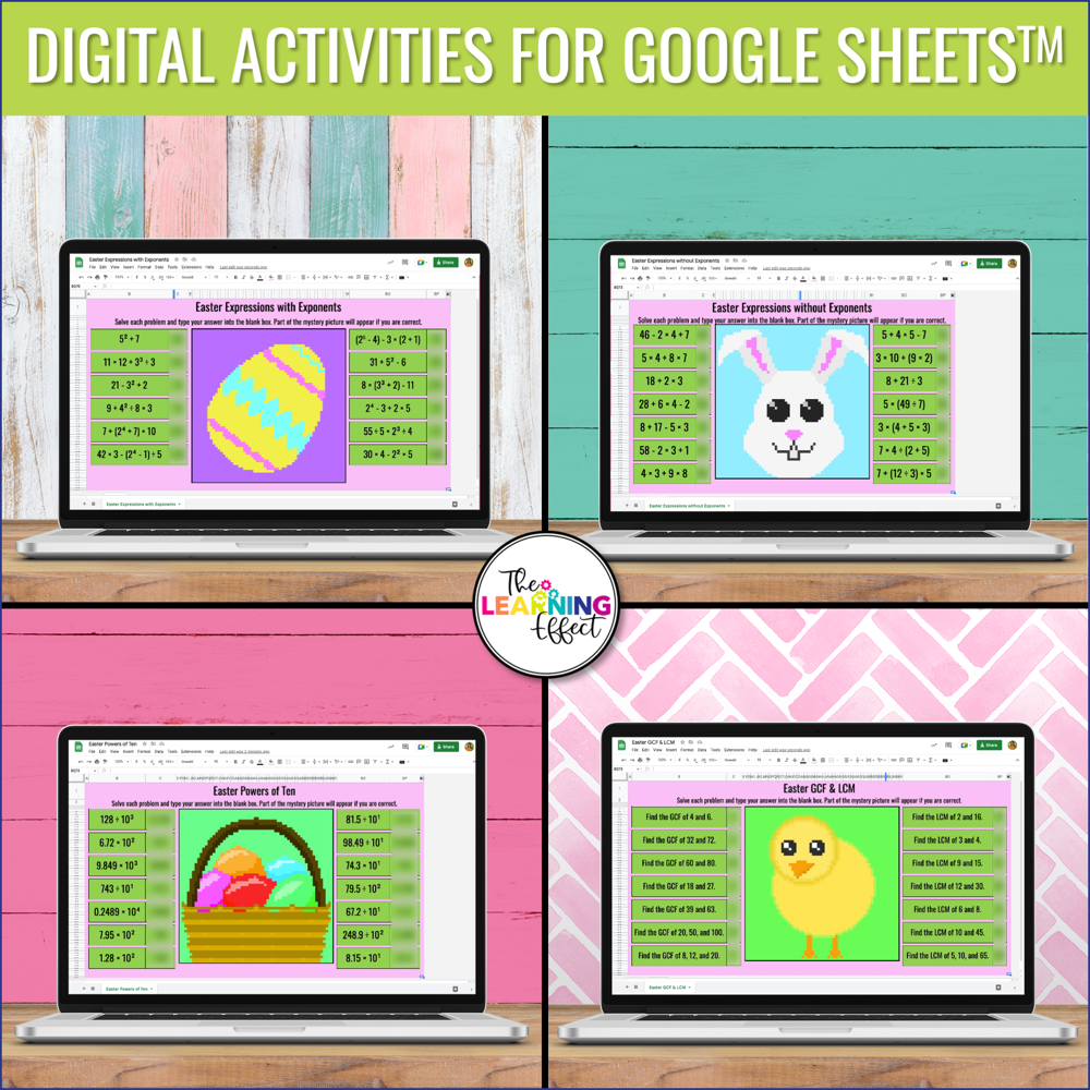 Easter Math Activities Color by Number and Pixel Art BUNDLE