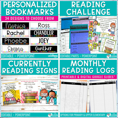 Reading Resources BUNDLE | Bookmarks, Posters, Reading Challenge, Logs