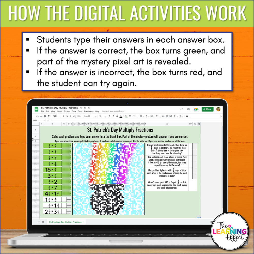 St. Patrick's Day Math Activities Color by Number and Pixel Art BUNDLE