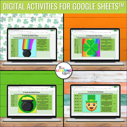 St. Patrick's Day Math Activities Color by Number and Pixel Art BUNDLE