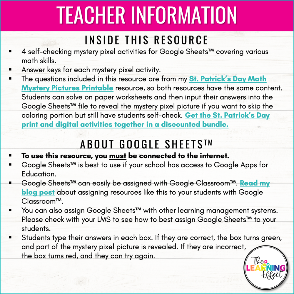 St. Patrick's Day Math Activities Digital Pixel Art | Fractions, Decimals
