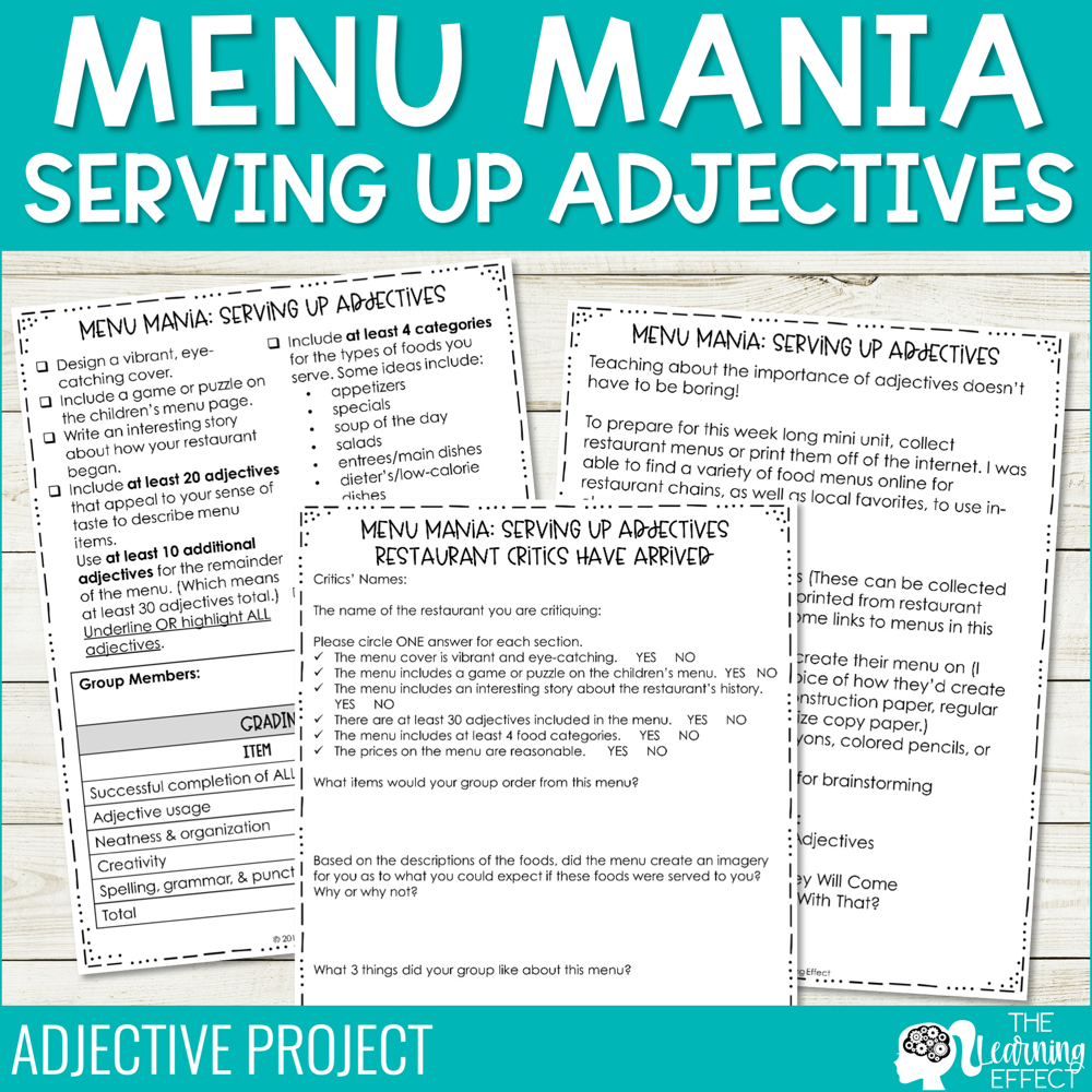 Adjectives Activity | Grammar Creative Project for Upper Elementary