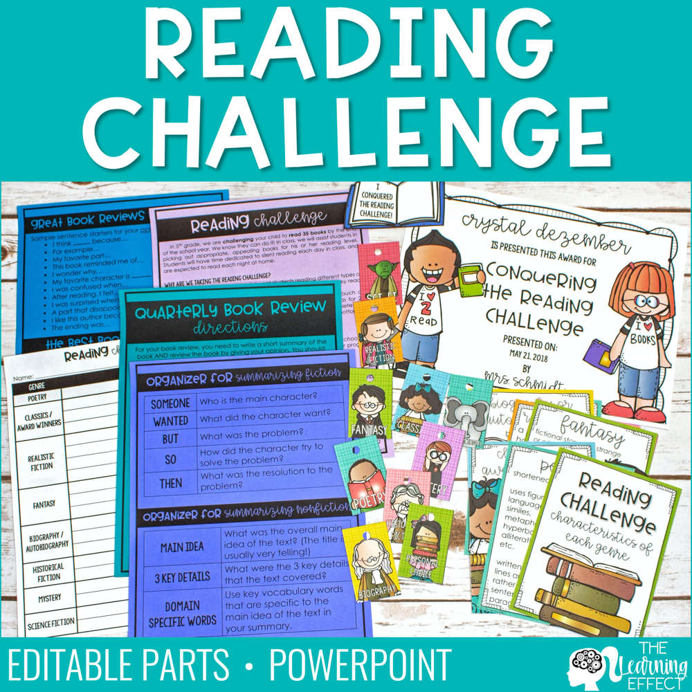 Reading Challenge | Genre Posters, Reading Logs, Incentives, Book Review