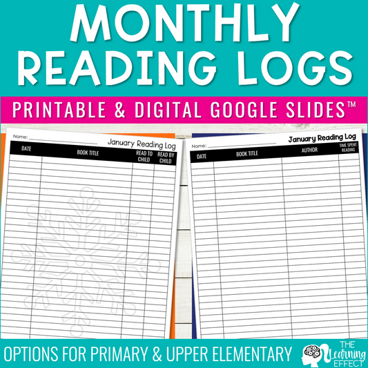 Monthly Reading Logs for Homework or Independent Reading | Printable and Digital