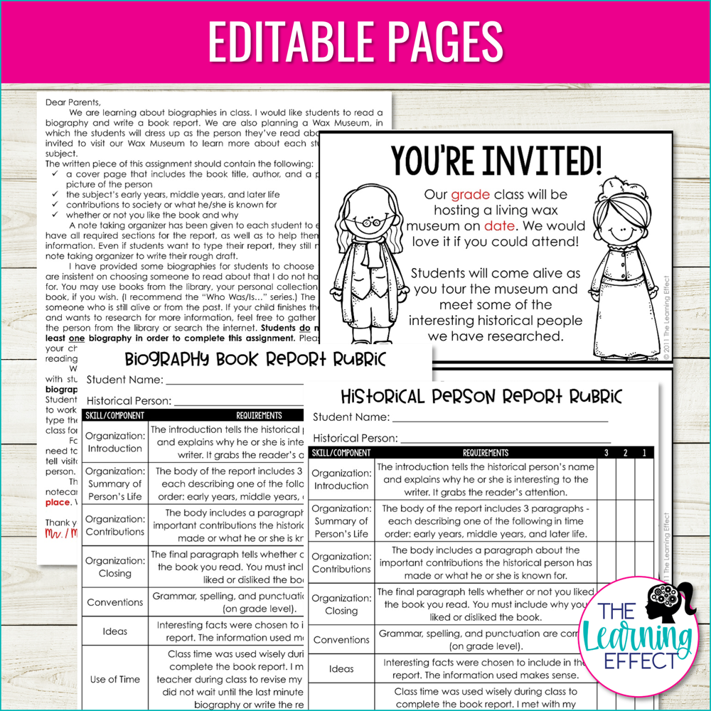 Biography Book Report Project | Research Activity for Upper Elementary