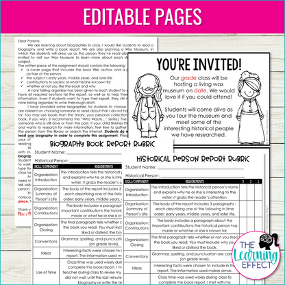 Biography Book Report Project | Research Activity for Upper Elementary