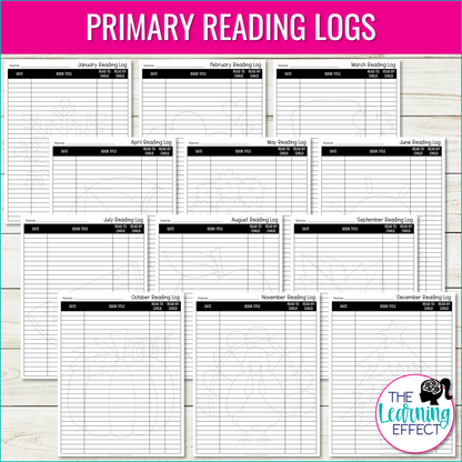 Monthly Reading Logs for Homework or Independent Reading | Printable and Digital