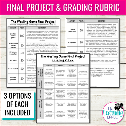 The Westing Game Novel Study Activities | Detective Notebook & Final Project