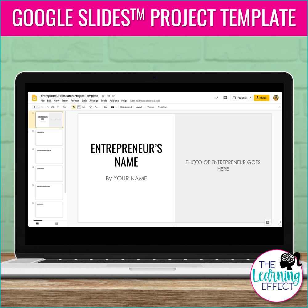 Entrepreneur Research Project with Google Slides Presentation