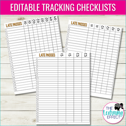 Late Missing Homework Passes Editable | Student Classroom Management Incentive
