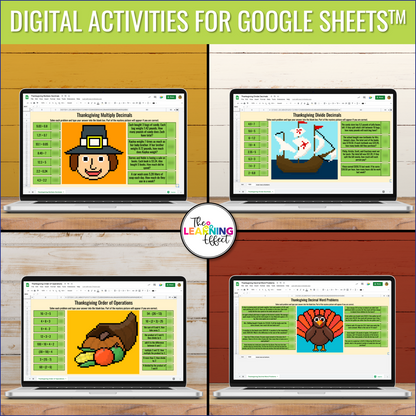 Thanksgiving Math Activities Color by Number and Pixel Art BUNDLE